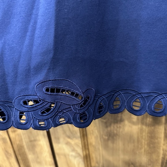 Talbots Eyelet Embroidery Dress Sheath Navy Blue Sz 8 Career Preppy‎ Classic - Picture 6 of 13